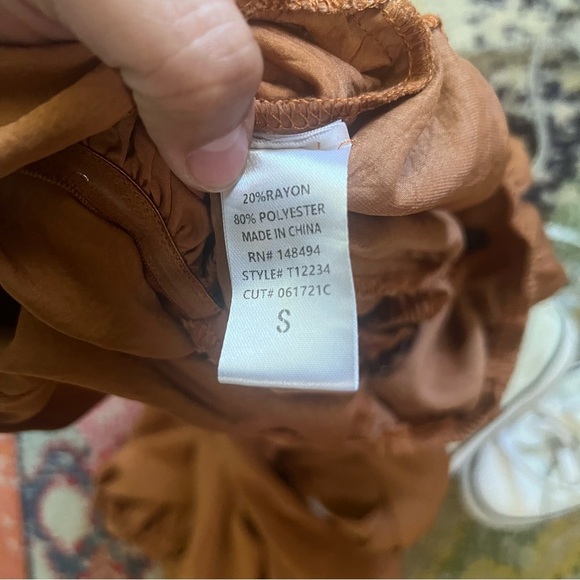 Windsor crop top long ballon sleeves silky brown size s - Picture 6 of 6